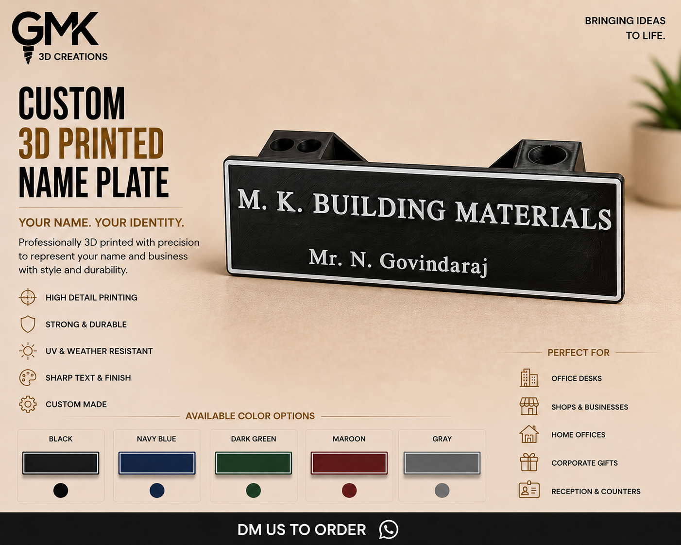 Desk Nameplate - M.K. Building Materials